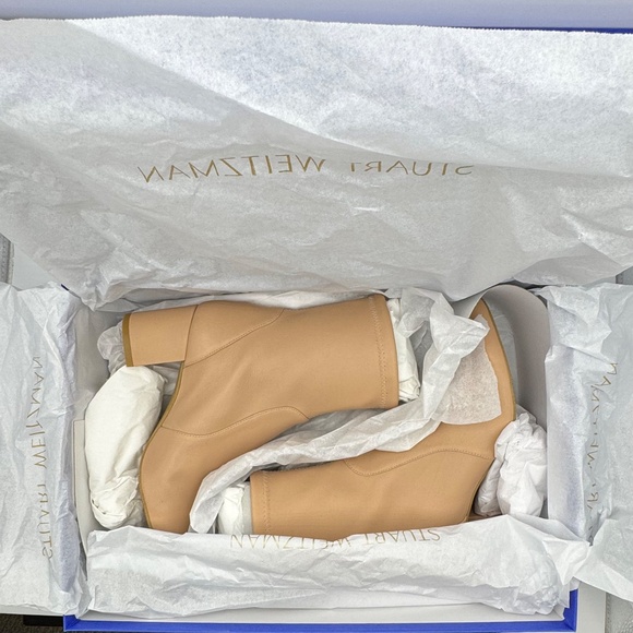 NWT Stuart Weitzman Yuliana 60 Nappa Leather Heeled Boots Adobe Beige Size 6.5 - Picture 2 of 16